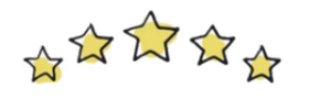 Fünf gelbe Sterne über dem Text Bewertungen 4,8/5