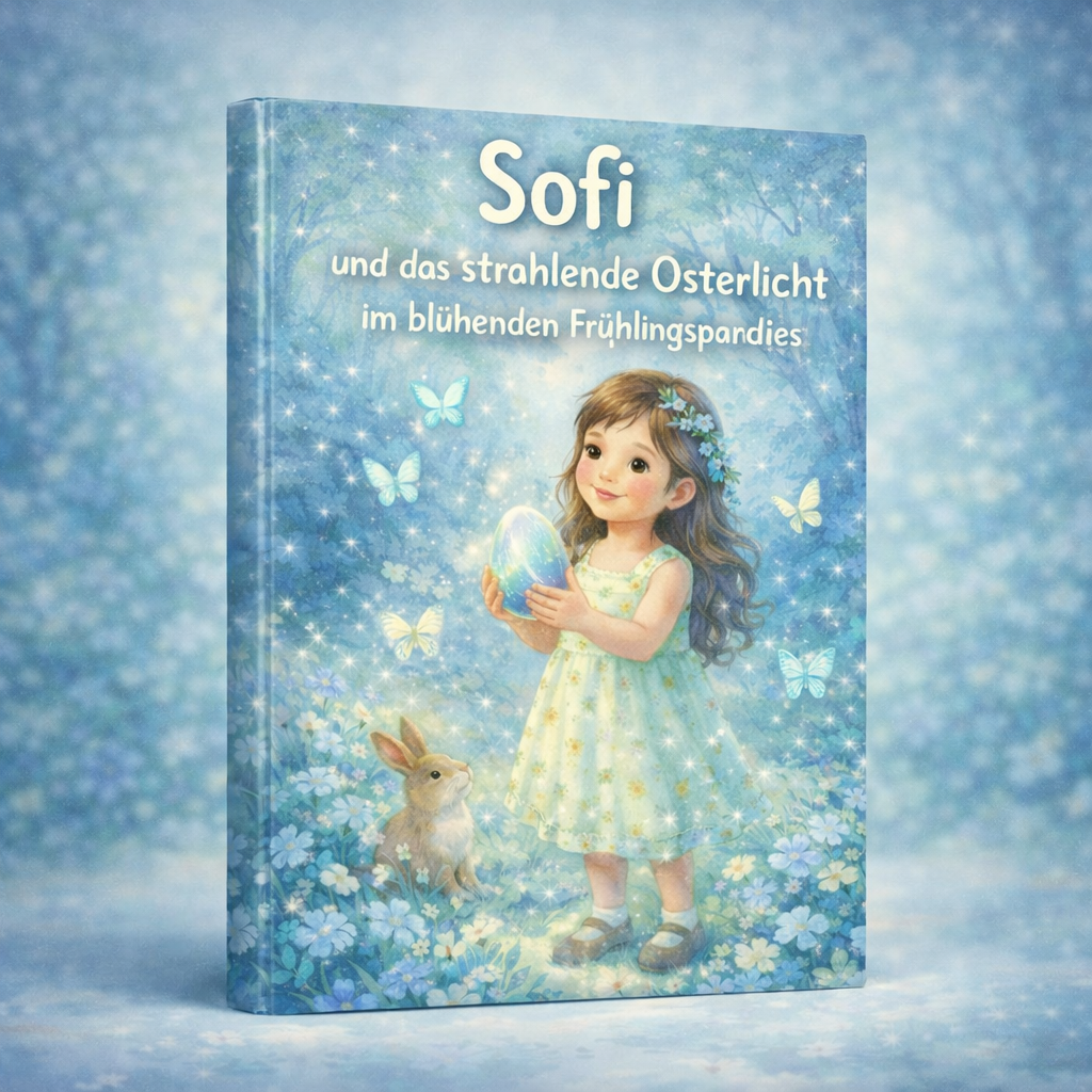 Sofi und das strahlende Osterlicht im blühenden Frühlingsparadies
